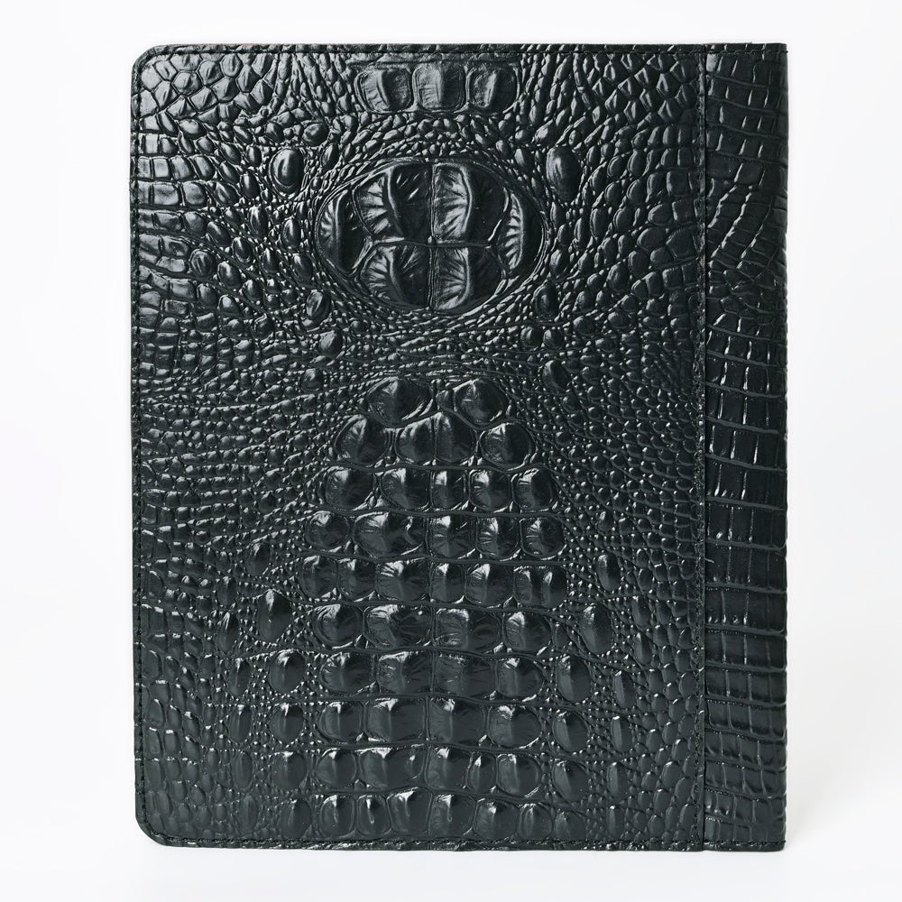American Darling Portfolio Bag Hand Tooled Crocodile embossed Genuine Leather