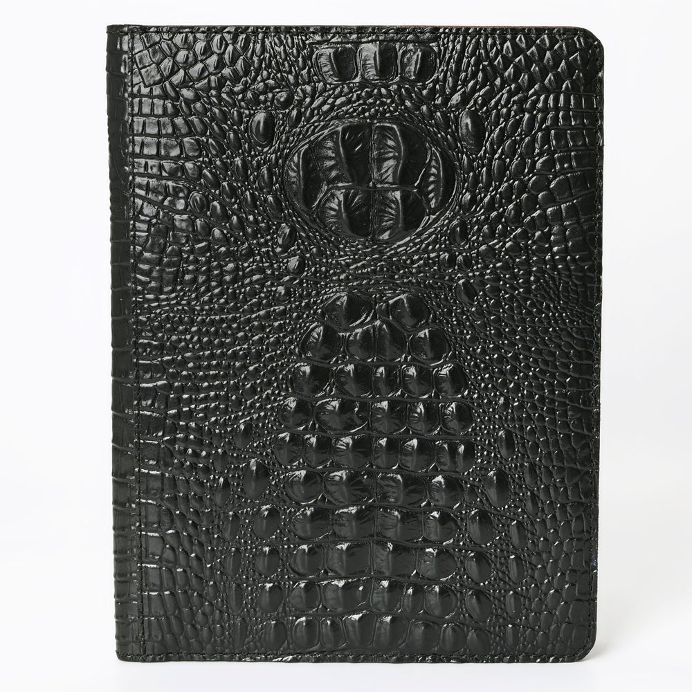 American Darling Portfolio Bag Hand Tooled Crocodile embossed Genuine Leather
