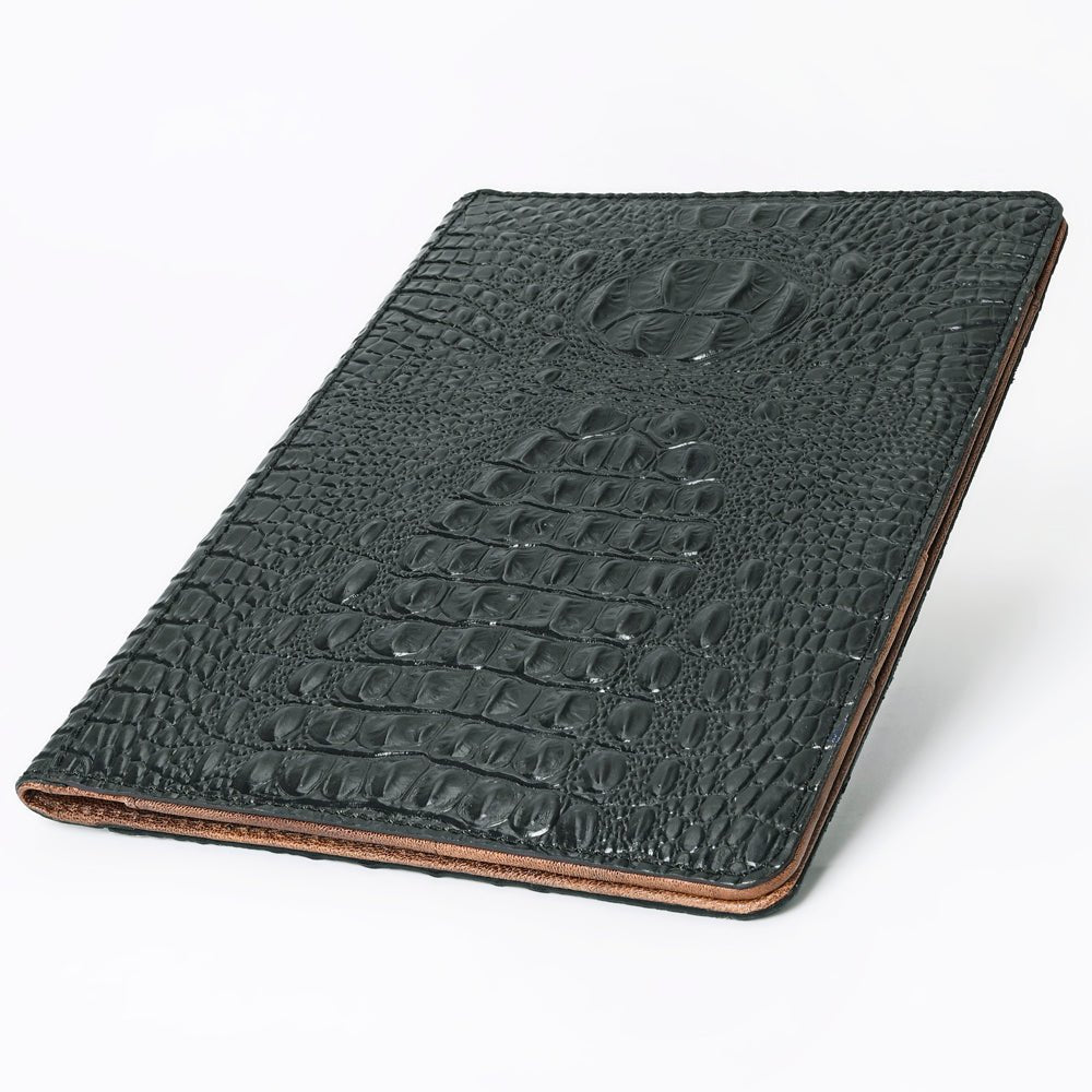 American Darling Portfolio Bag Hand Tooled Crocodile embossed Genuine Leather