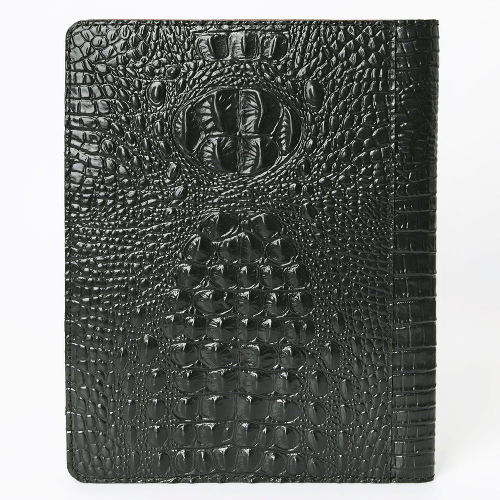 American Darling Portfolio Bag Hand Tooled Crocodile embossed Genuine Leather