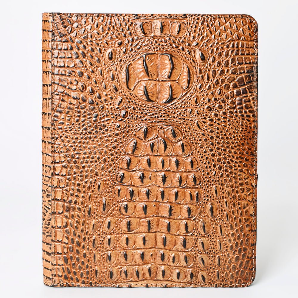 American Darling Portfolio Bag Hand Tooled Crocodile embossed Genuine Leather