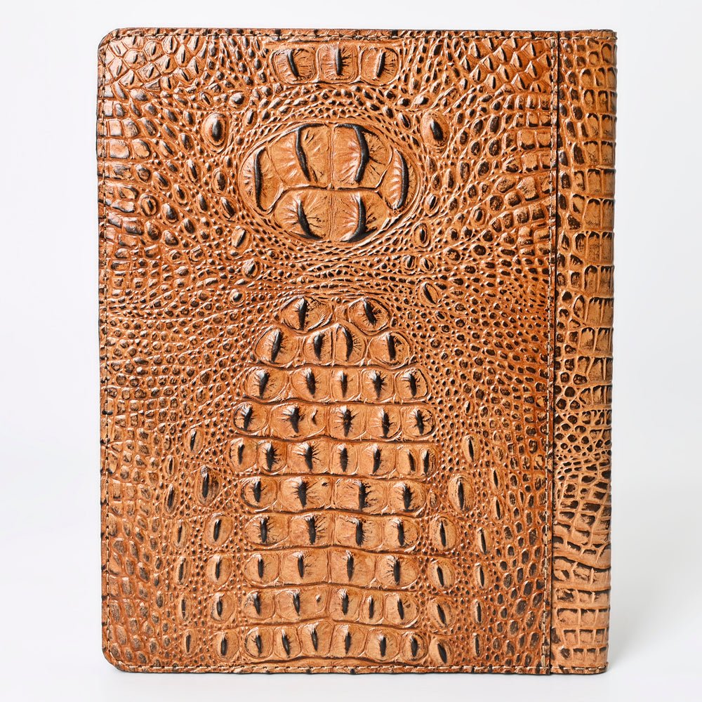 American Darling Portfolio Bag Hand Tooled Crocodile embossed Genuine Leather