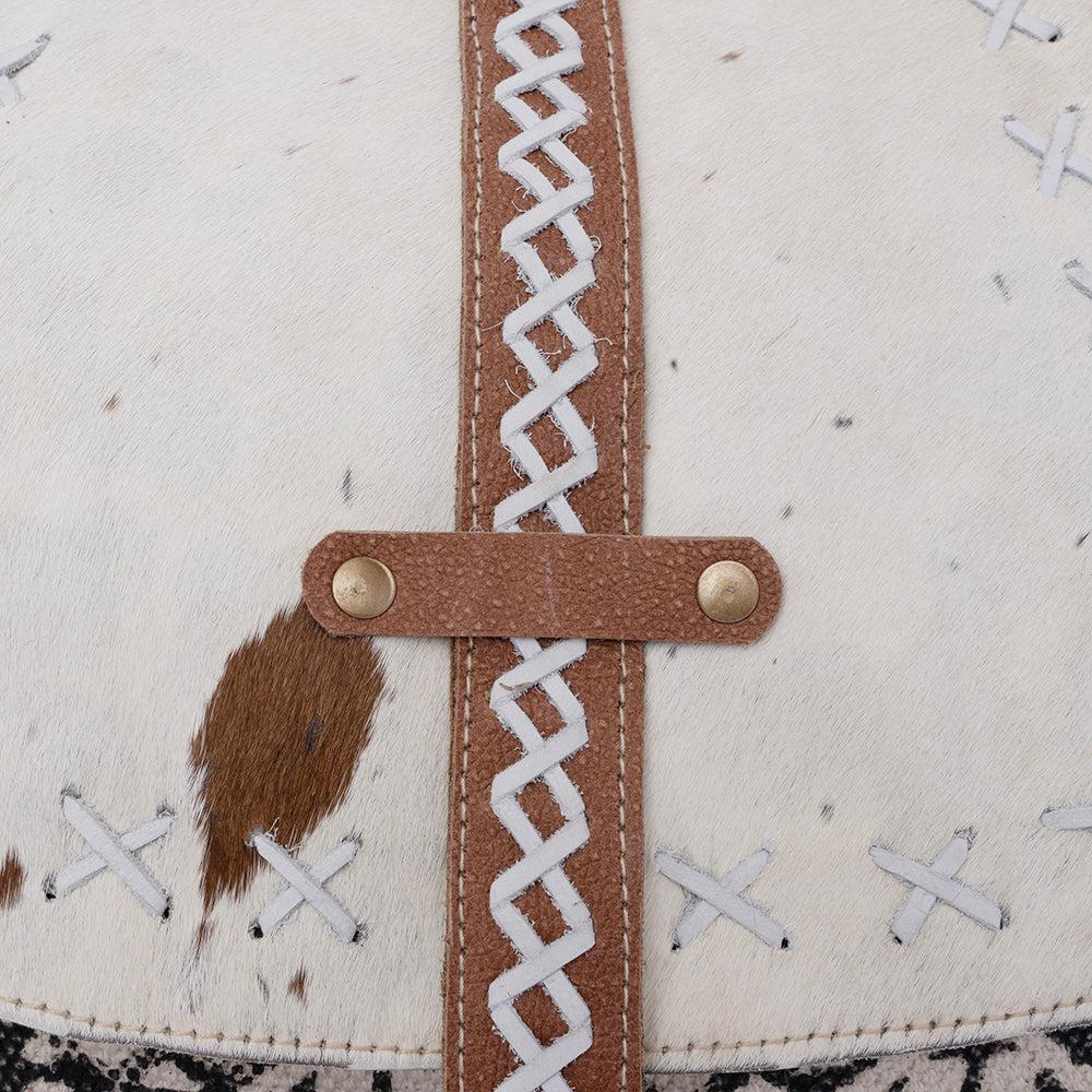 OHLAY Upcycled Wool Canvas Hair-On Leather Crossbody Bag