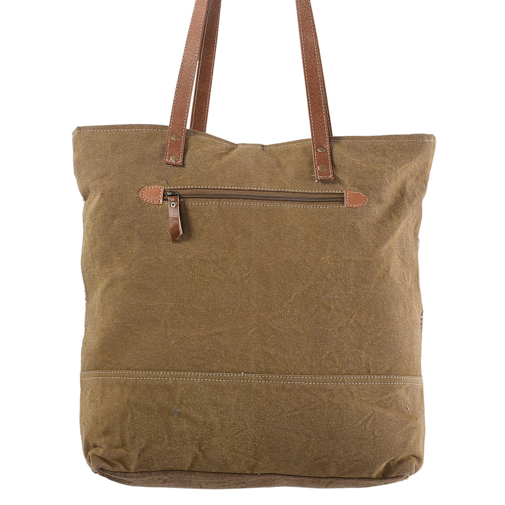 Ohlay Tote Upcycled Wool Upcycled Canvas Hair-on Genuine Leather