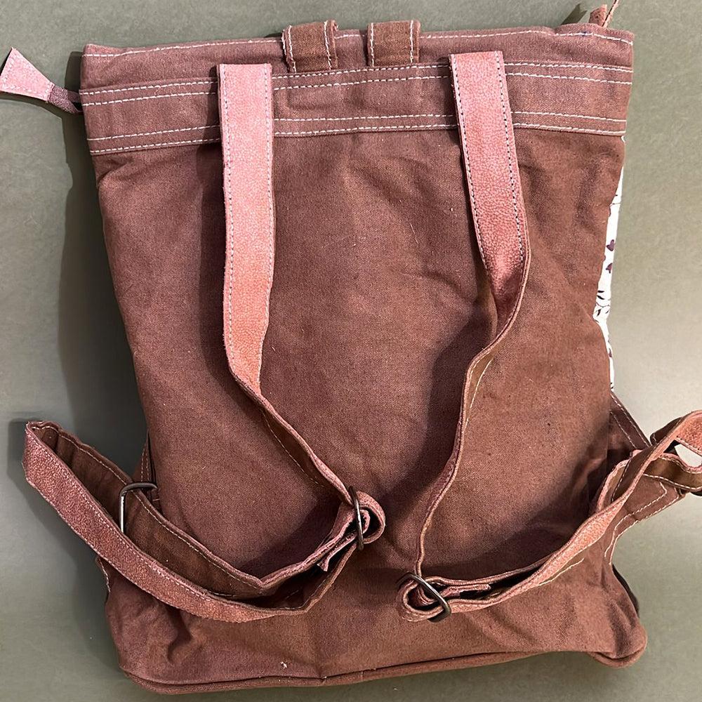 OHLAY Upcycled Canvas Hair-On Genuine Leather Backpack