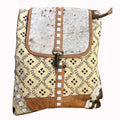 OHLAY Upcycled Canvas Hair-On Genuine Leather Backpack