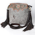 OHLAY Hand-Tooled Hair-On Leather Large Crossbody Bag