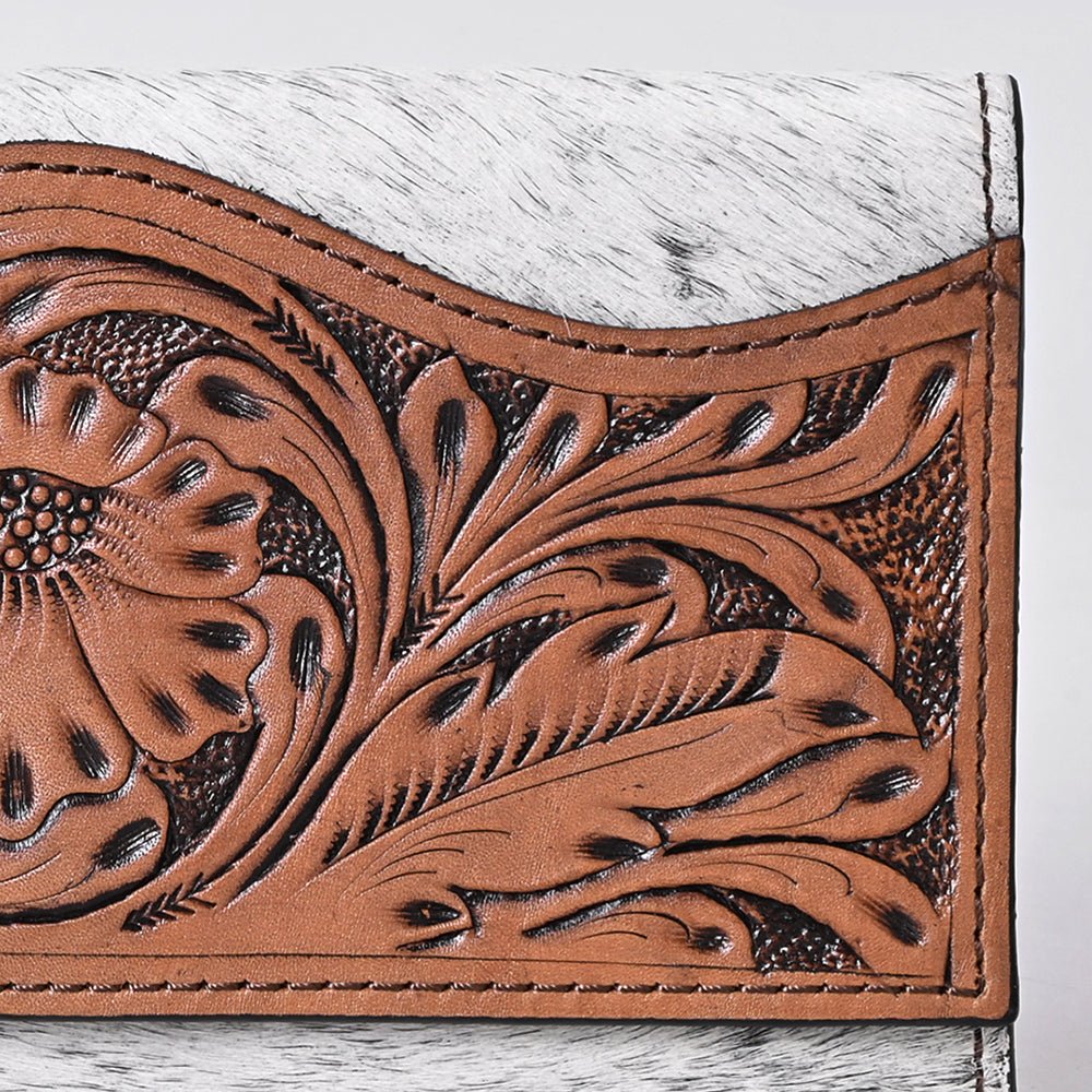 OHLAY WALLET Hand Tooled Hair-on Genuine Leather women bag western