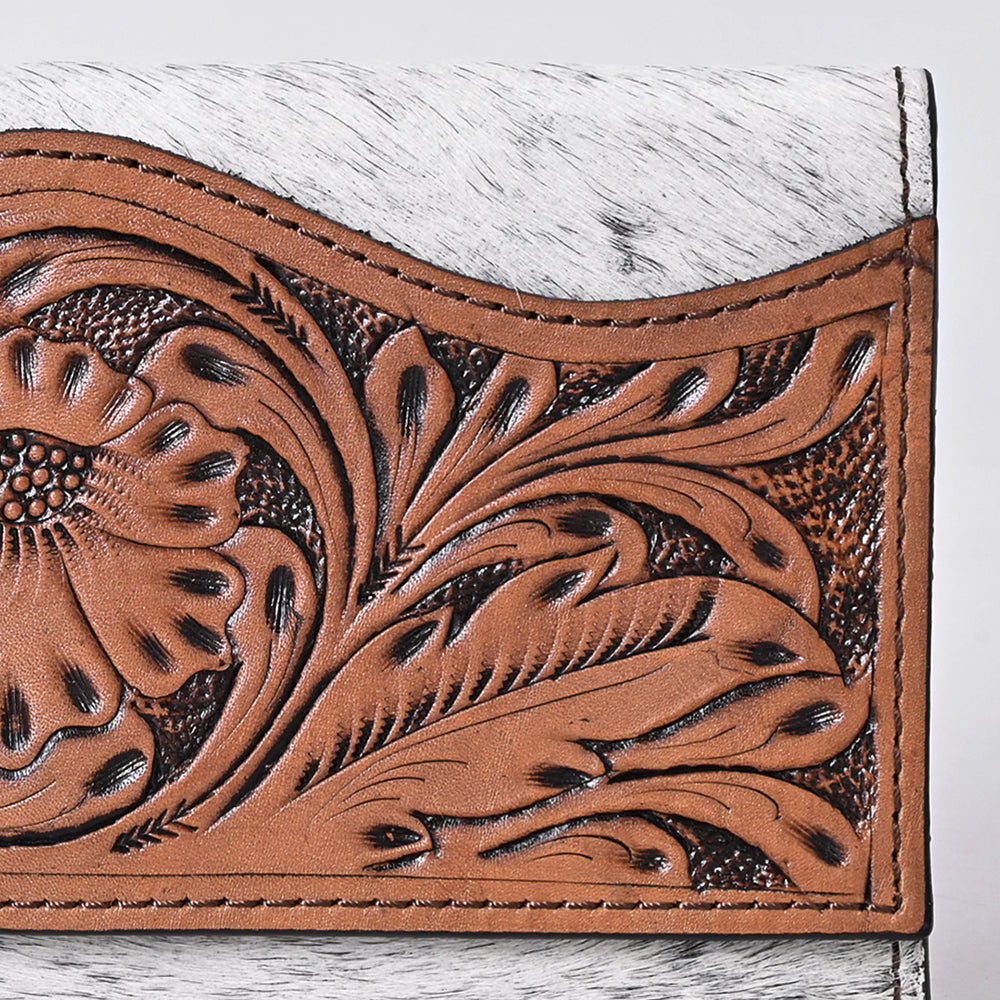 OHLAY Wallet Hand Tooled Hair-On Genuine Leather Women Bag Western Handbag Purse | Womens Handbags |Leather Belt for Summer