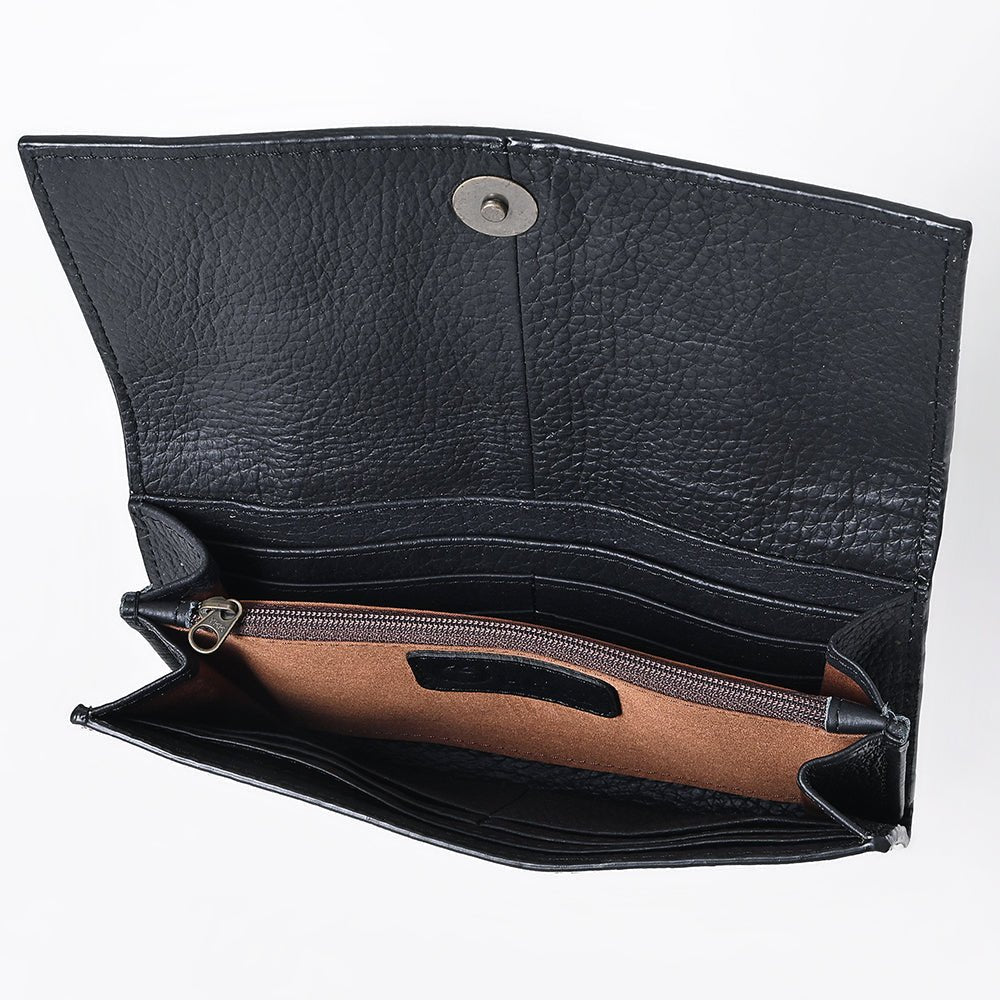 OHLAY WALLET Hand Tooled Hair-on Genuine Leather women bag western