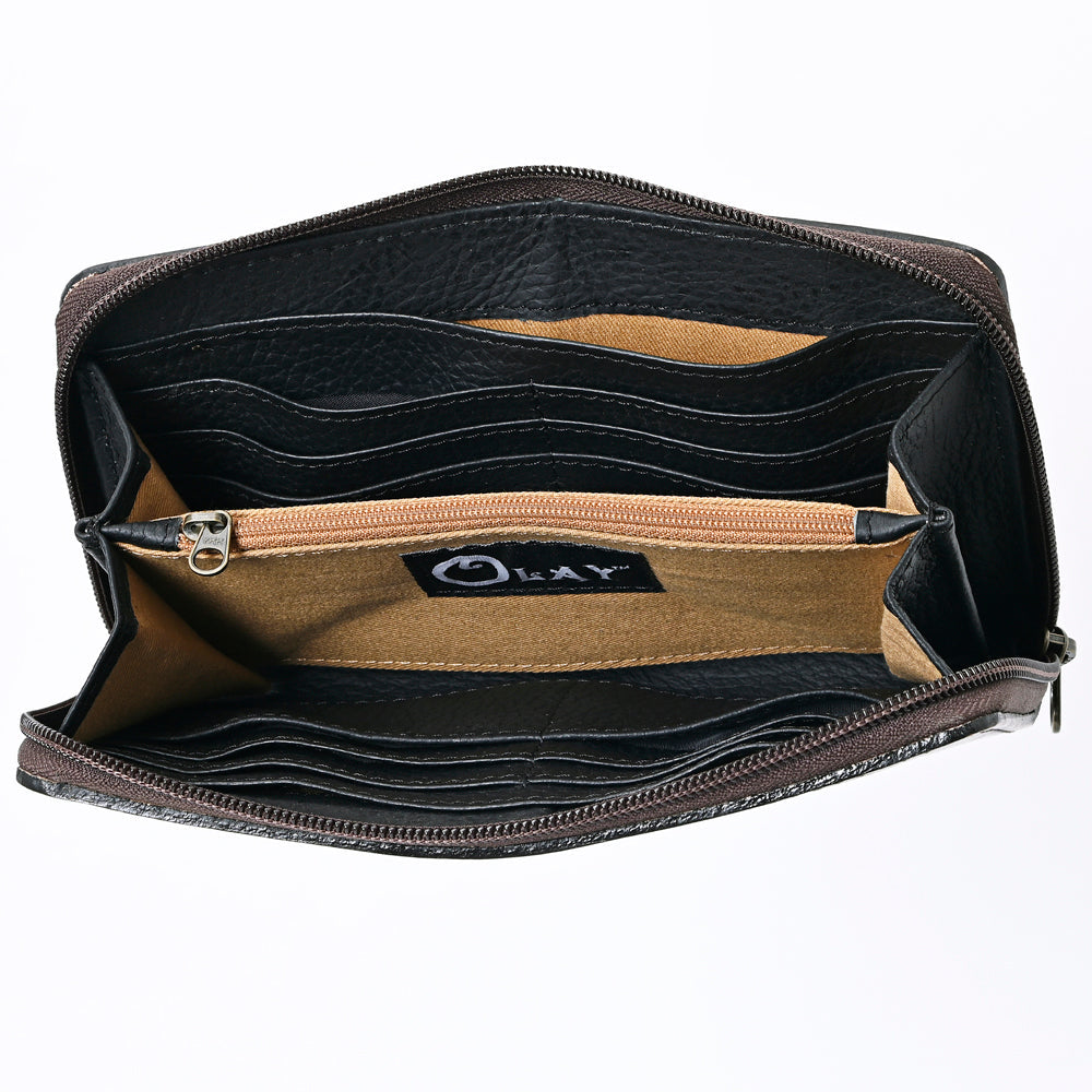 OHLAY Hand-Tooled Genuine Leather Wallet