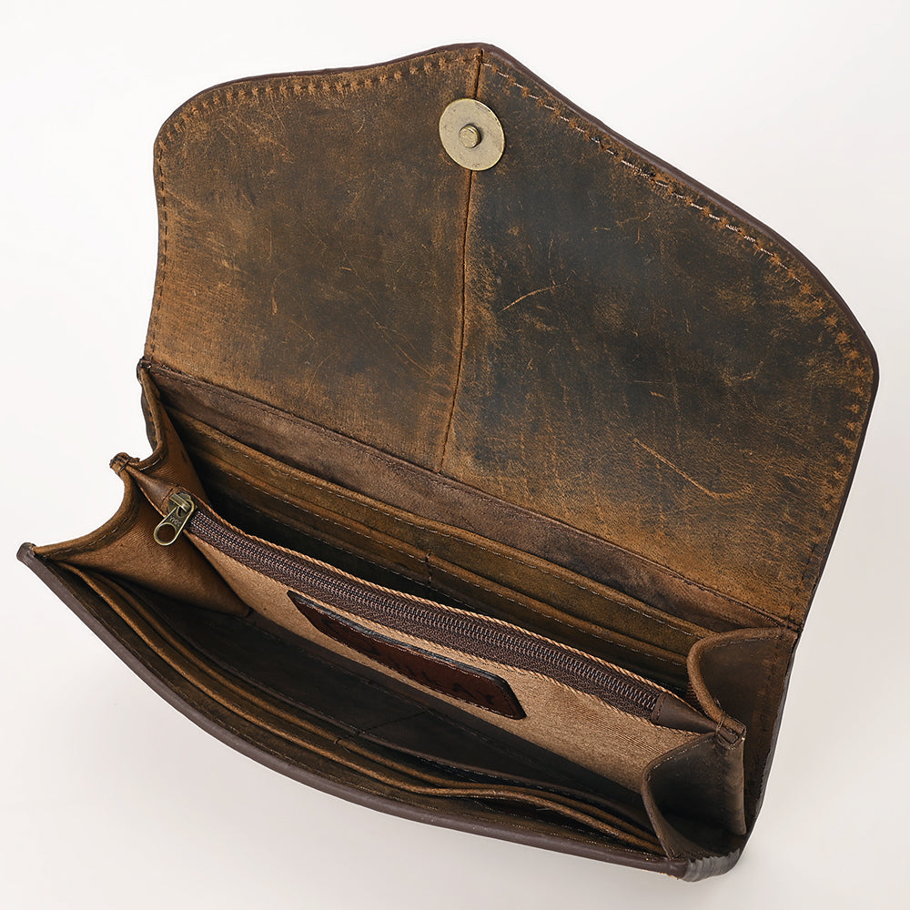 Ohlay Wallet Hand Tooled Genuine Leather