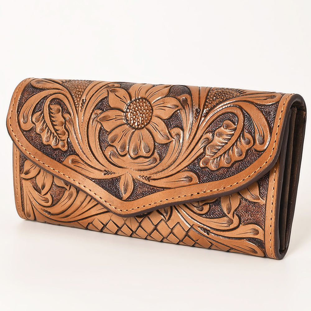 Ohlay Wallet Hand Tooled Genuine Leather