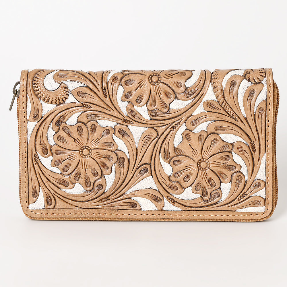 Ohlay Wallet Hand Tooled Hair-on Genuine Leather