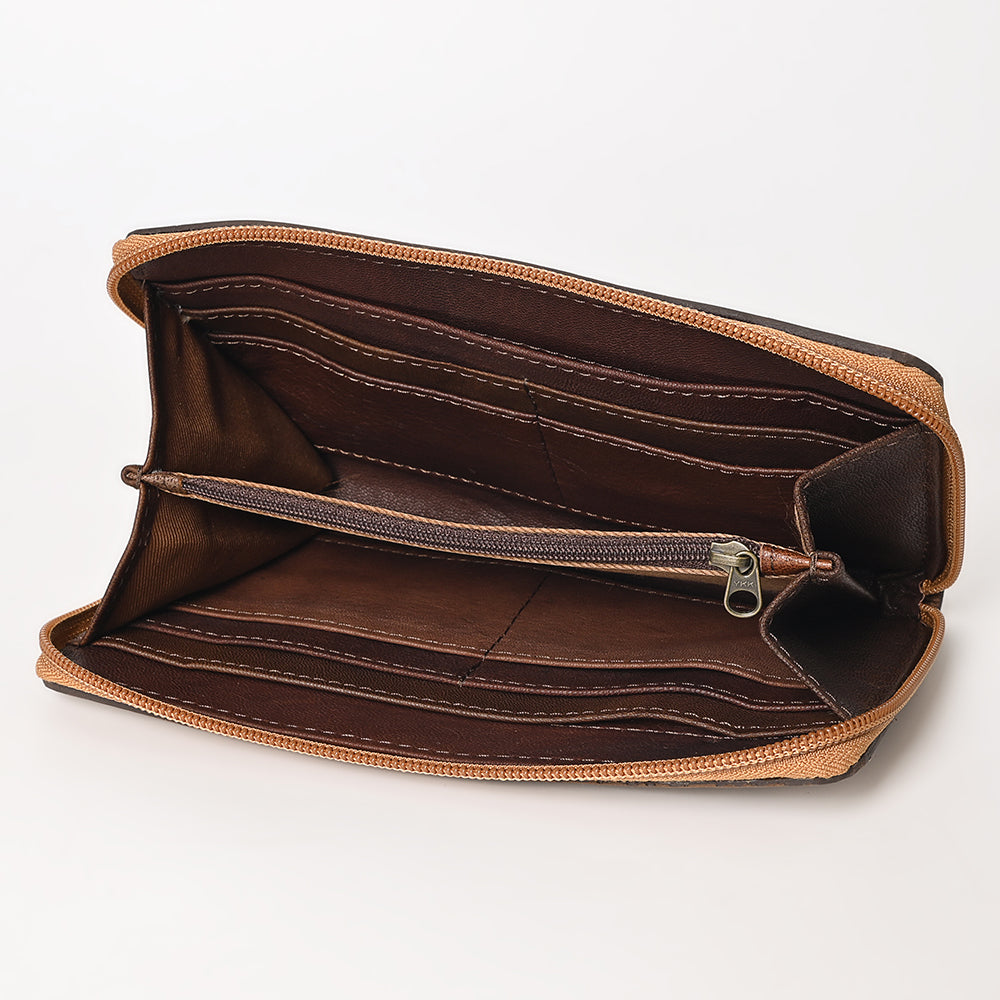 Ohlay Wallet Hand Tooled Hair-on Genuine Leather
