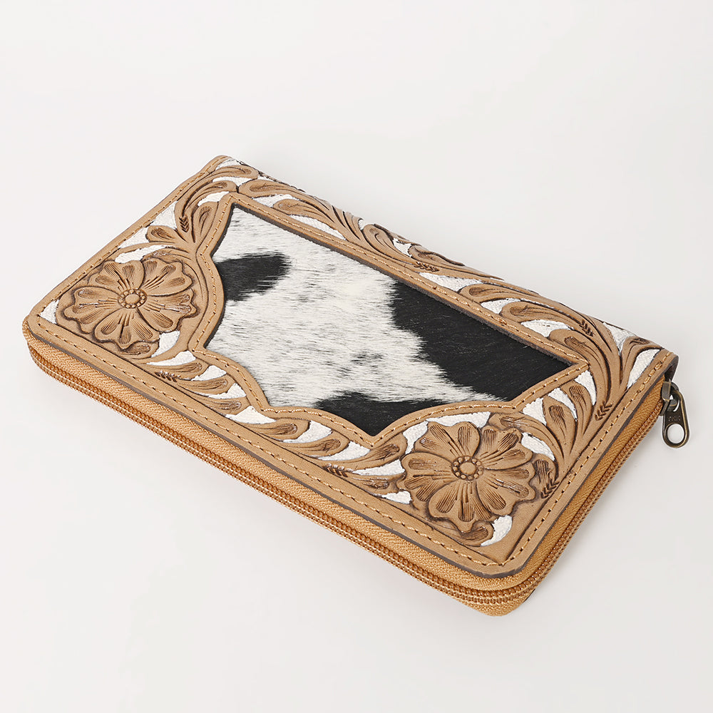 Ohlay Wallet Hand Tooled Hair-on Genuine Leather
