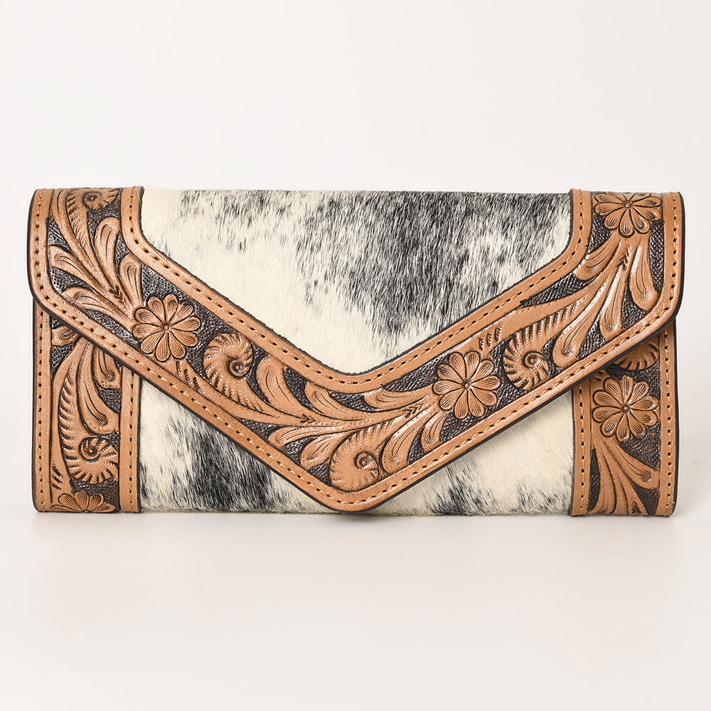 OHLAY Wallet Hand Tooled Hair-On Genuine Leather Women Bag Western Handbag Purse | Womens Handbags |Leather Belt for Summer