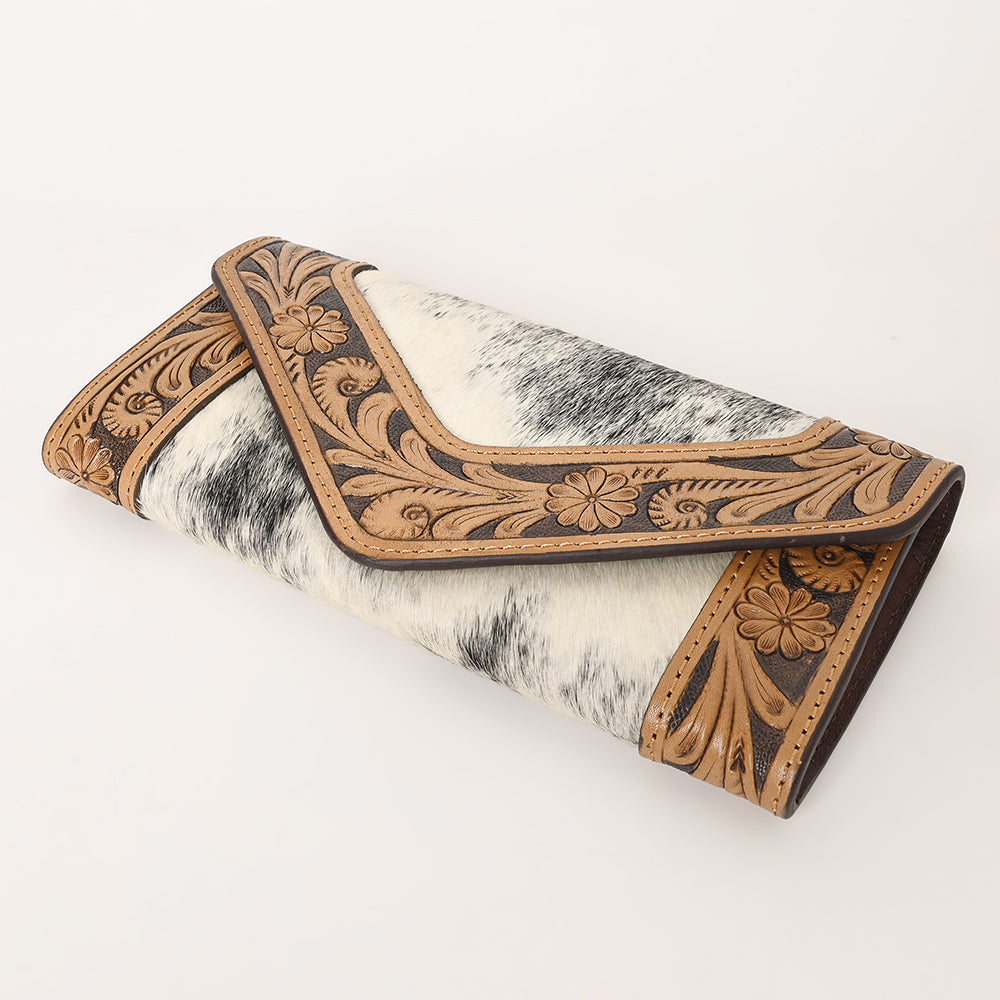 OHLAY Wallet Hand Tooled Hair-On Genuine Leather Women Bag Western Handbag Purse | Womens Handbags |Leather Belt for Summer