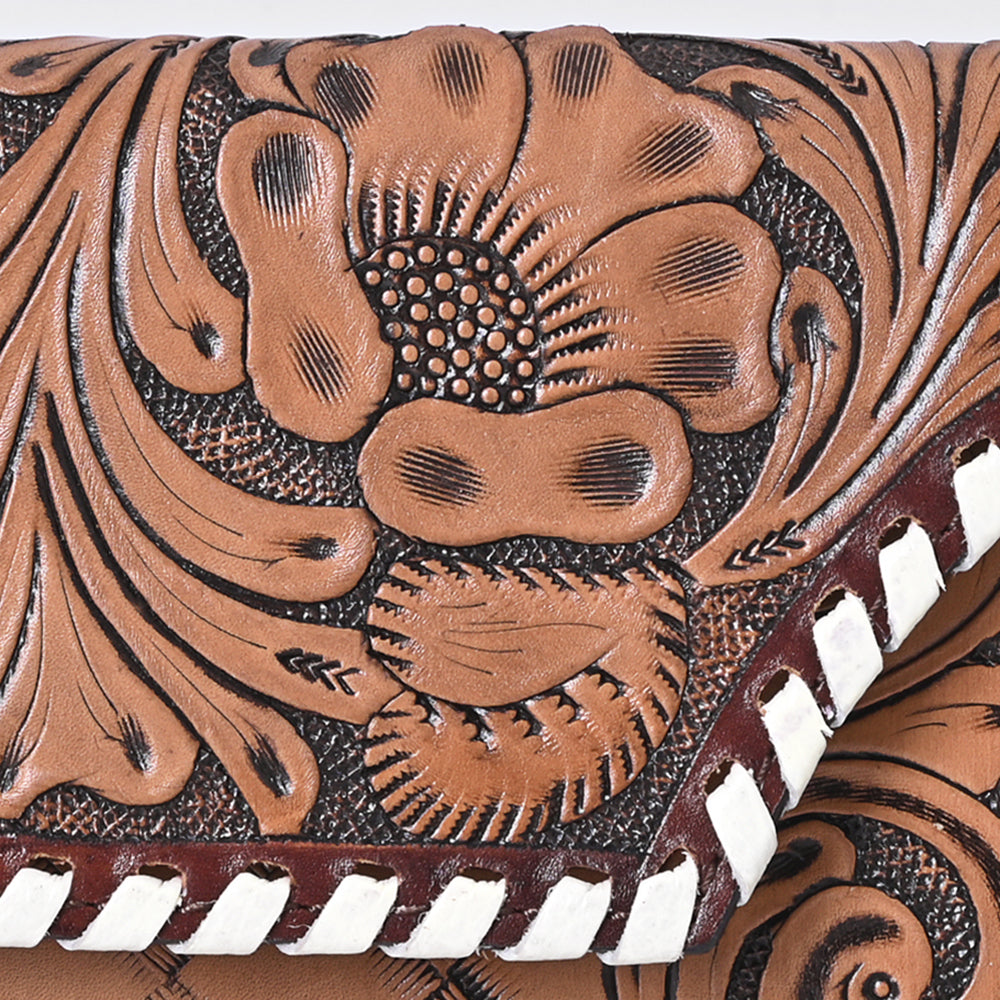 Ohlay Wallet Hand Tooled Hair-on Genuine Leather