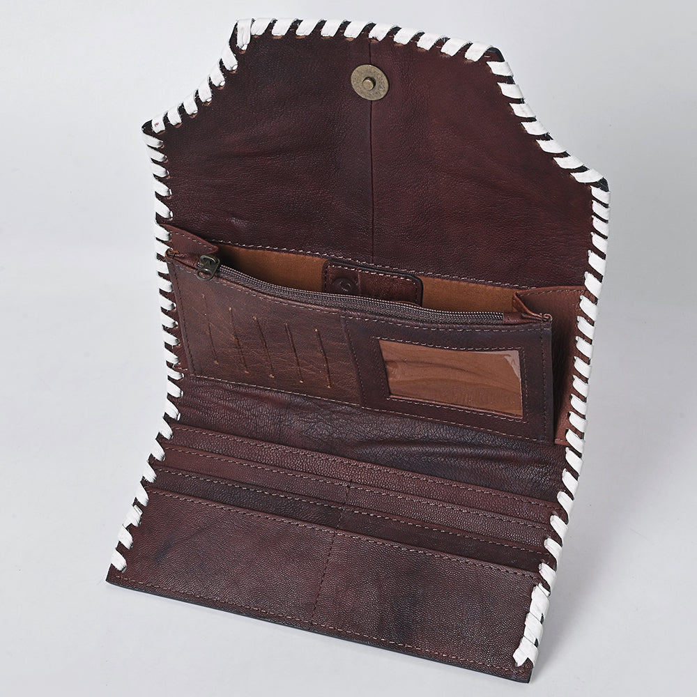 Ohlay Wallet Hand Tooled Hair-on Genuine Leather