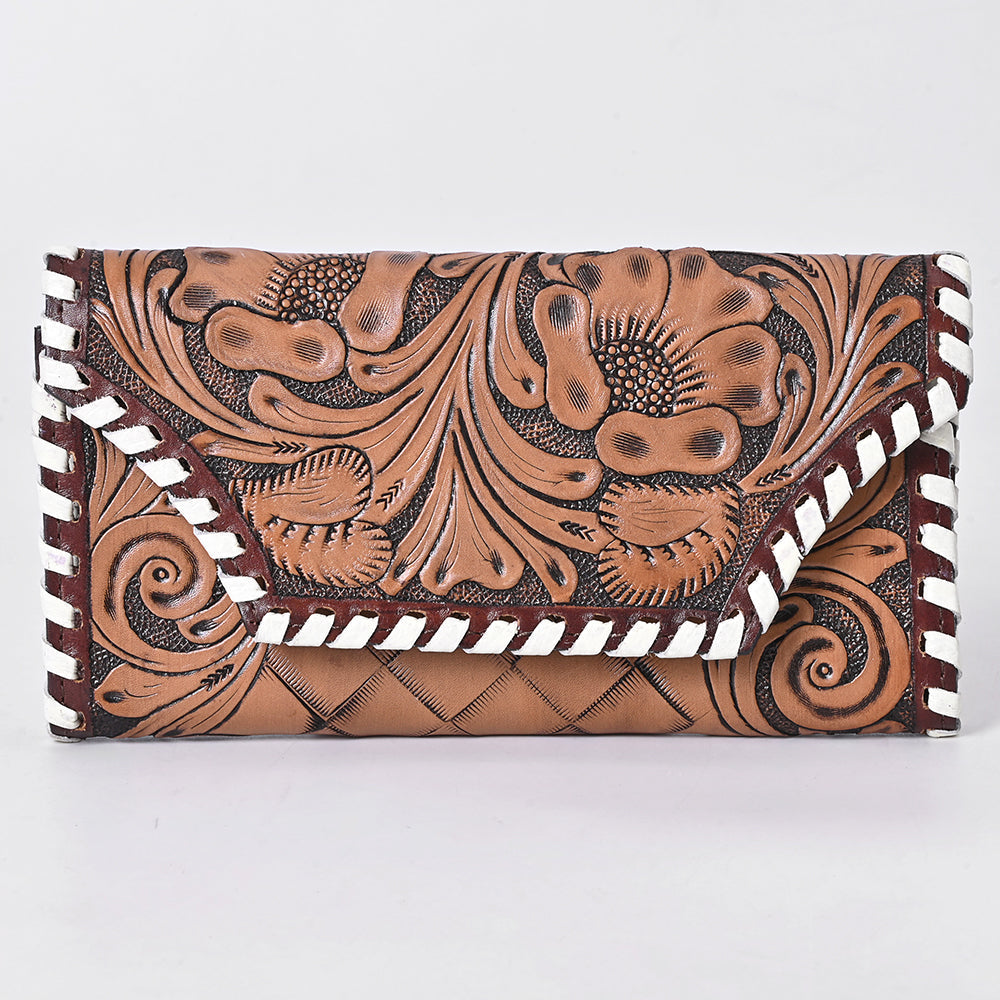 Ohlay Wallet Hand Tooled Hair-on Genuine Leather