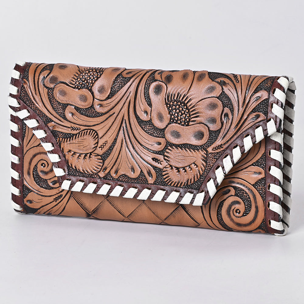 Ohlay Wallet Hand Tooled Hair-on Genuine Leather