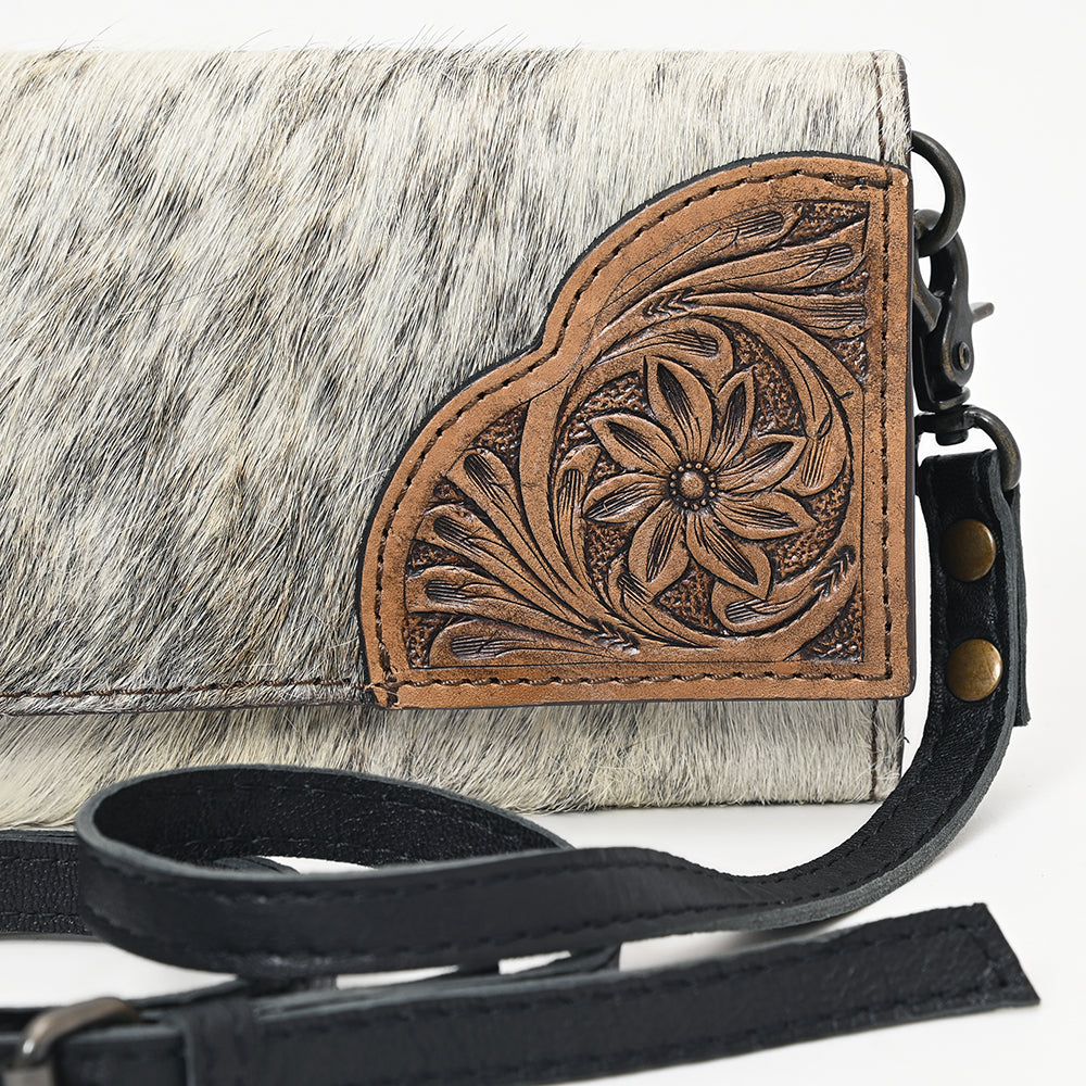 OHLAY Hand-Tooled Hair-On Genuine Leather Wallet