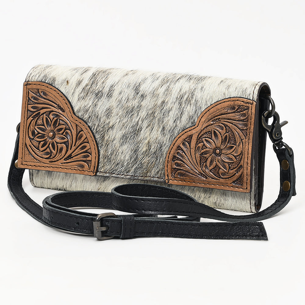 OHLAY Hand-Tooled Hair-On Genuine Leather Wallet