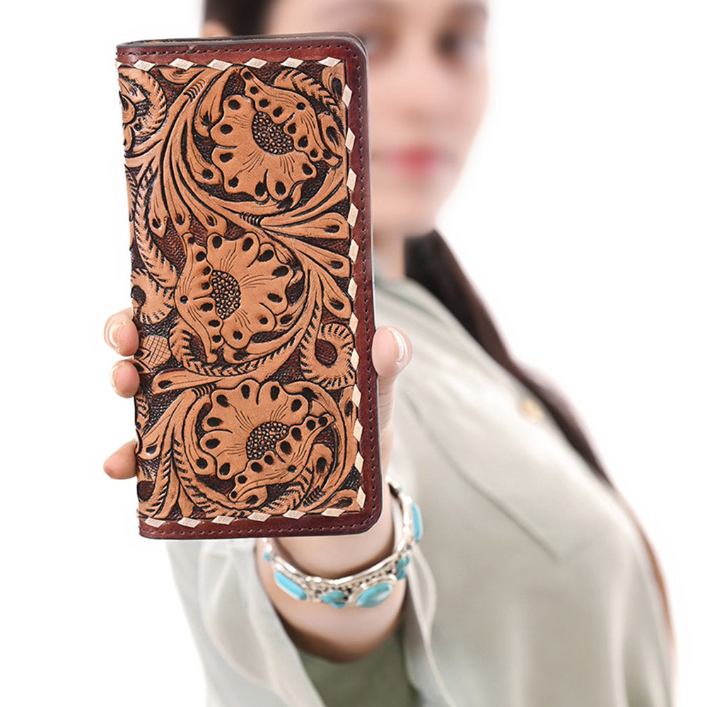 Ohlay Wallet Hand Tooled Genuine Leather