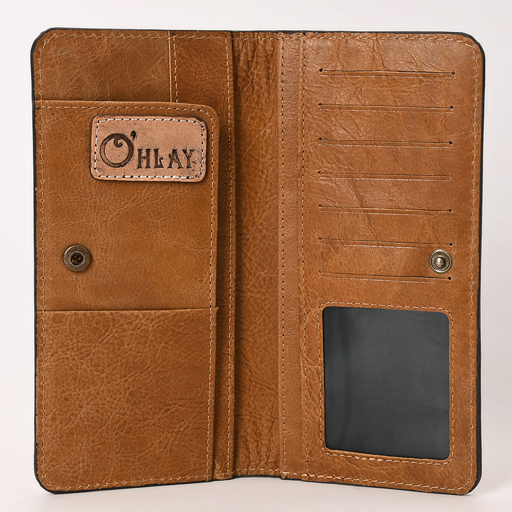 Ohlay Wallet Hand Tooled Genuine Leather