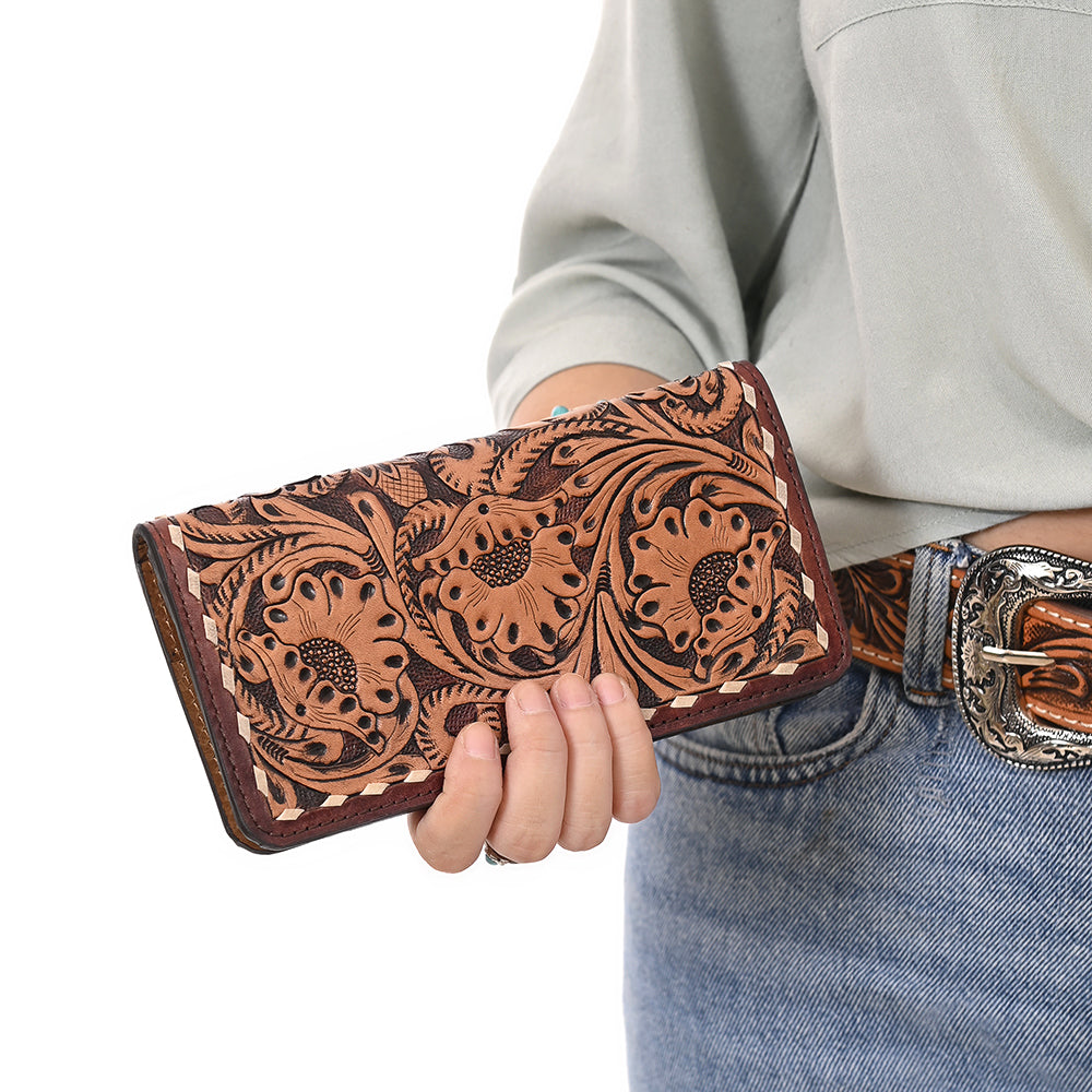 Ohlay Wallet Hand Tooled Genuine Leather