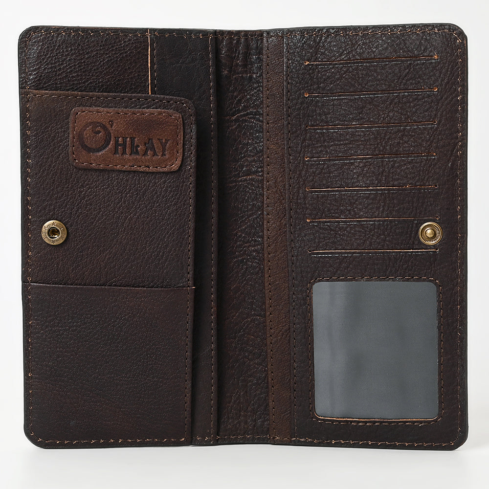 Ohlay Wallet Hand Tooled Genuine Leather