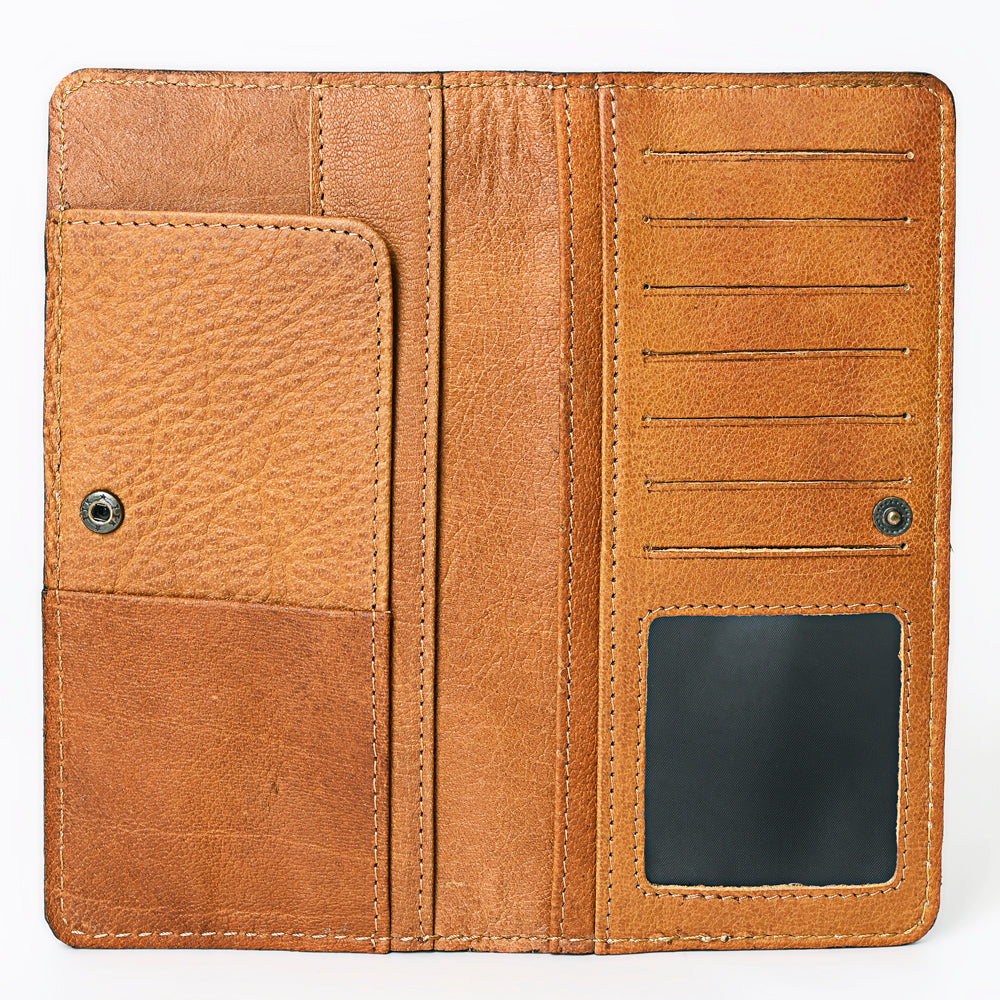 OHLAY Cactus & Sunflower Hand-Tooled Western Wallet