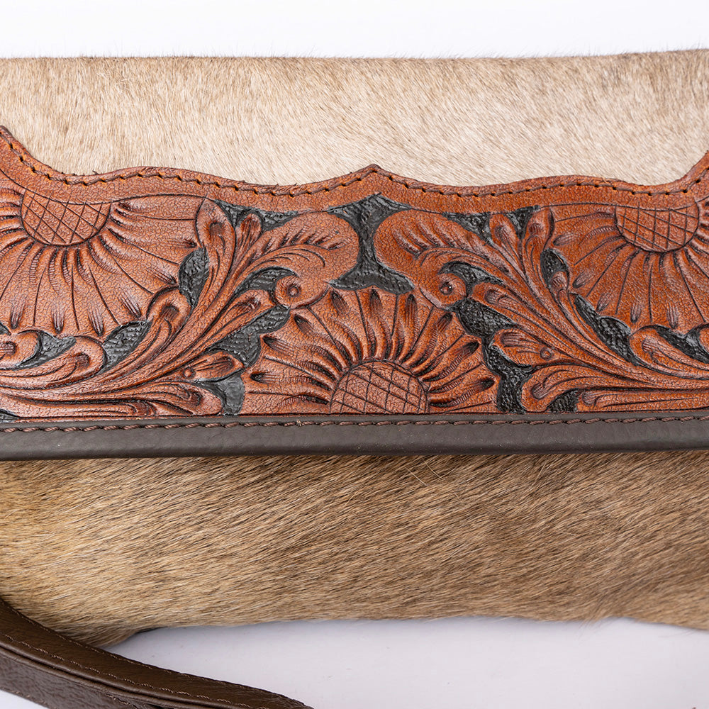 OHLAY Hand-Tooled Hair-On Genuine Leather Wallet