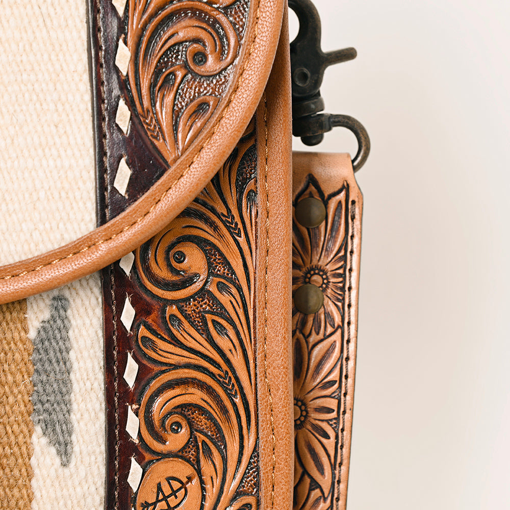 American Darling Hand-Tooled Saddle Blanket Leather Messenger Bag