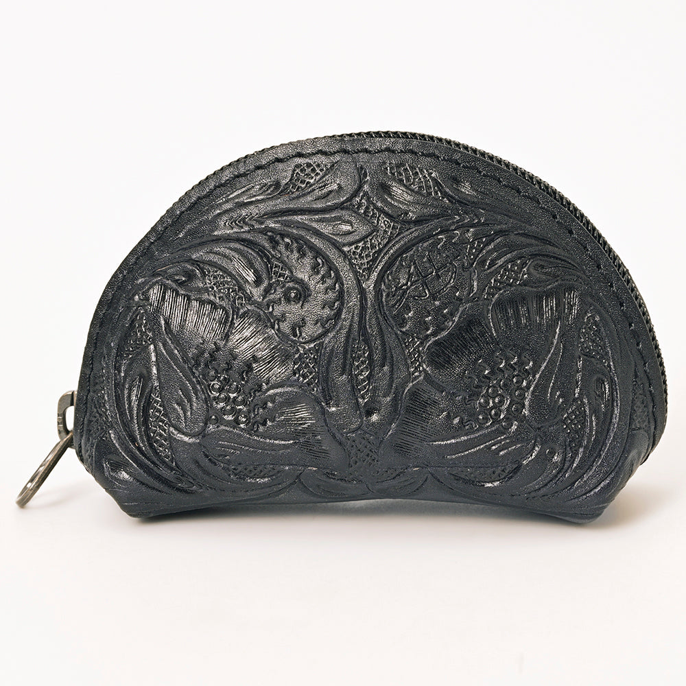 American Darling Western Sunglass Case Hand Tooled Floral Carved Genuine Leather 3in (H) X 4in (W) X 1in (D)