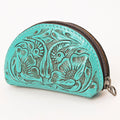 American Darling Western Sunglass Case Hand Tooled Floral Carved Genuine Leather 3in (H) X 4in (W) X 1in (D)