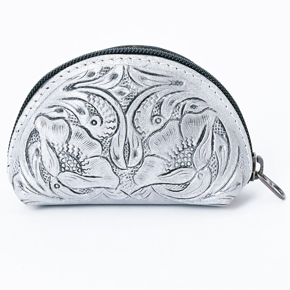 American Darling Western Sunglass Case Hand Tooled Floral Carved Genuine Leather 3in (H) X 4in (W) X 1in (D)