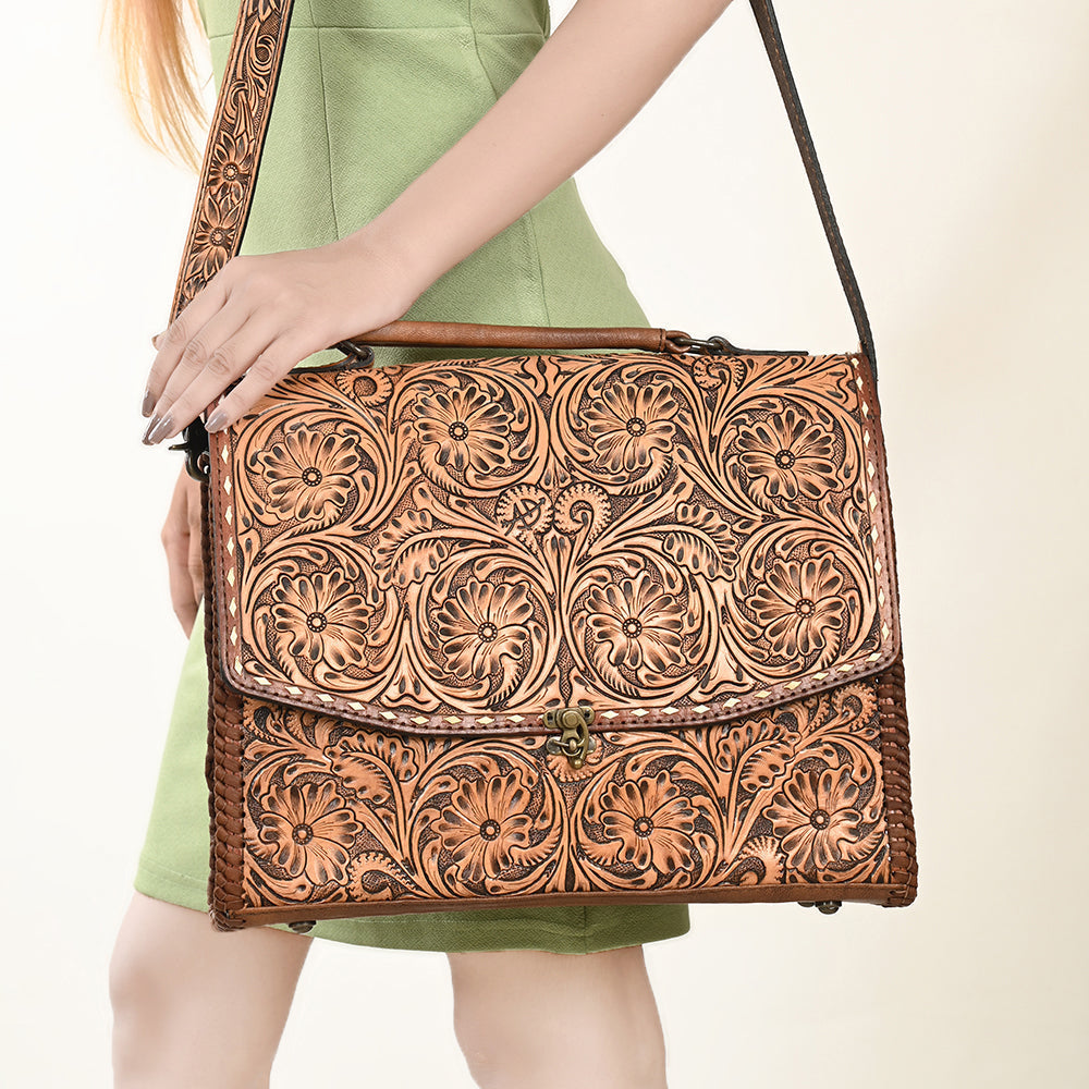 American Darling Hand-Tooled Leather Briefcase