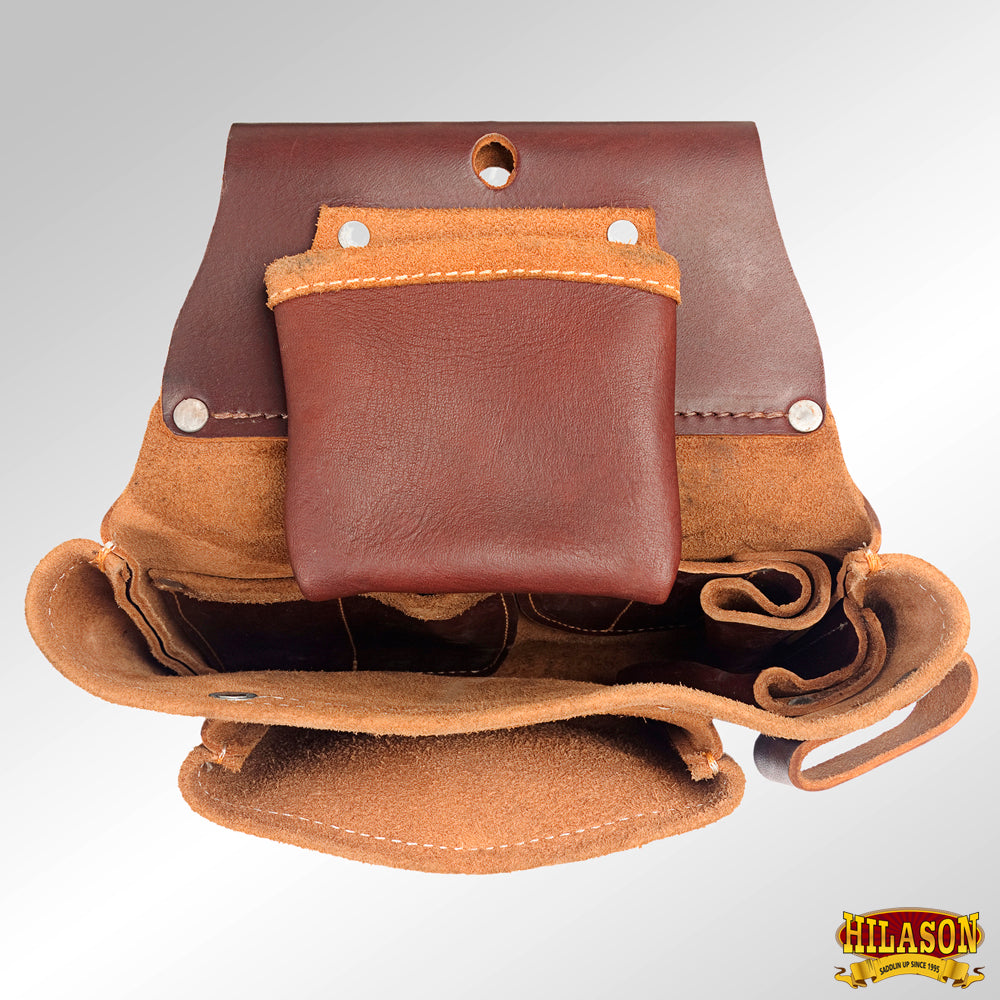 HILASON Leather Tool Bag Construction Handyman Farmers Organizer Storage Bags For Men Electrician Tools Home & Wood Work