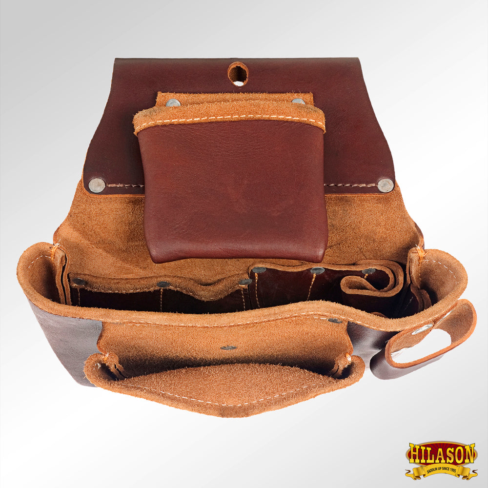 HILASON Leather Tool Bag Construction Handyman Farmers Organizer Storage Bags For Men Electrician Tools Home & Wood Work