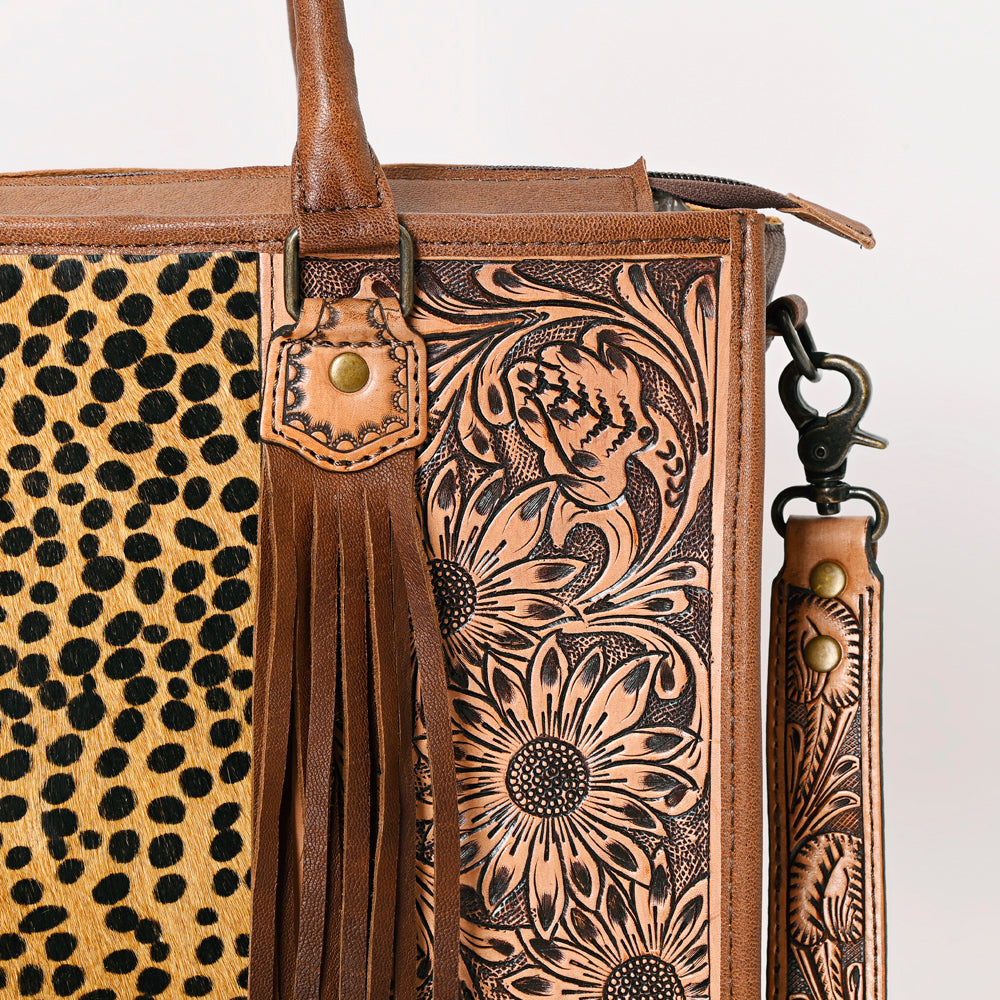 American Darling Briefcase Hand Tooled Saddle Blanket Genuine Leather