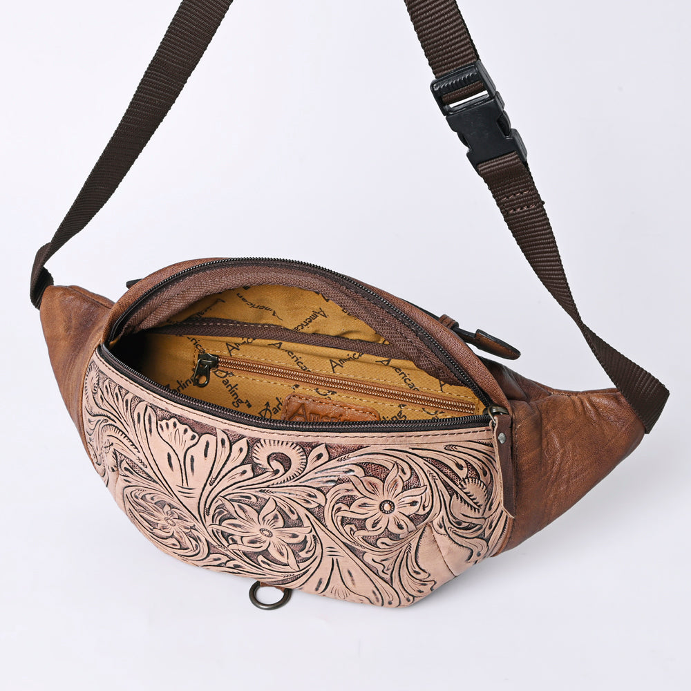 American Darling Hand-Tooled Leather Fanny Pack