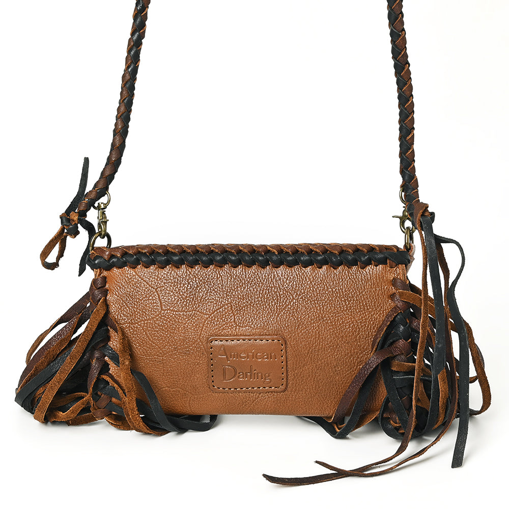 American Darling Small Cross body Bag Western Hair-On Cowhide Genuine Leather Handcrafted Purse with Fringes and Turquoise