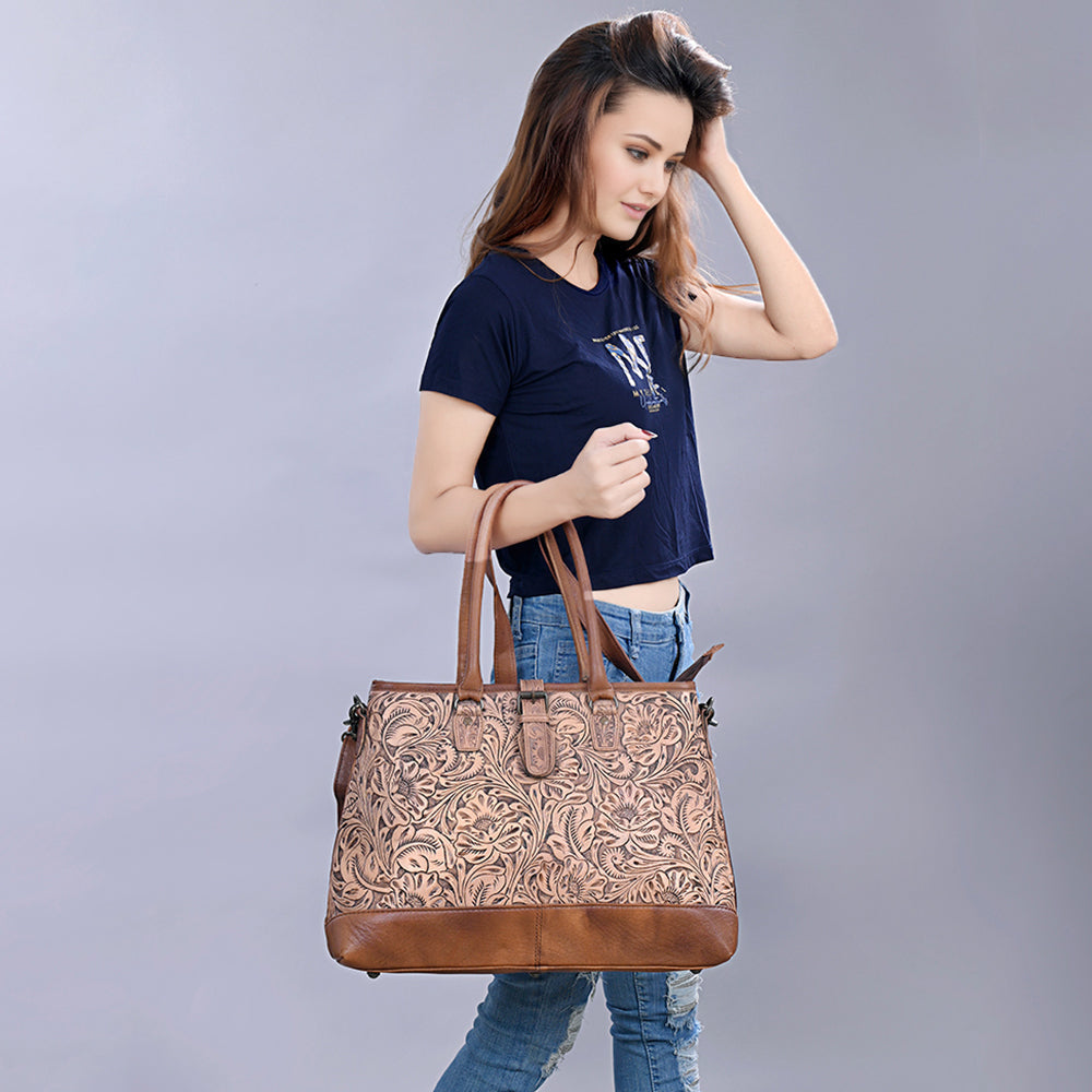 American Darling Hand-Tooled Leather Tote