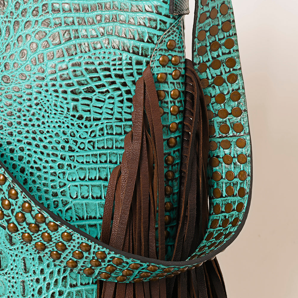 American Darling Crocodile-Embossed Leather Hobo Bag