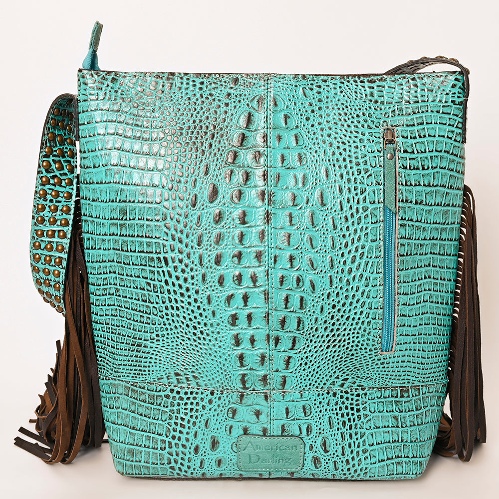 American Darling Crocodile-Embossed Leather Hobo Bag