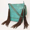 American Darling Crocodile-Embossed Leather Hobo Bag