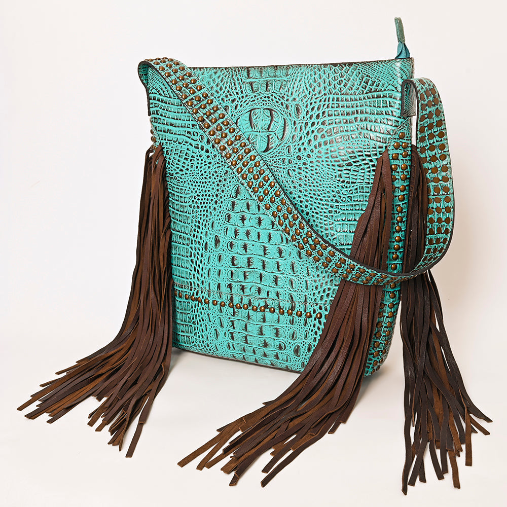 American Darling Crocodile-Embossed Leather Hobo Bag