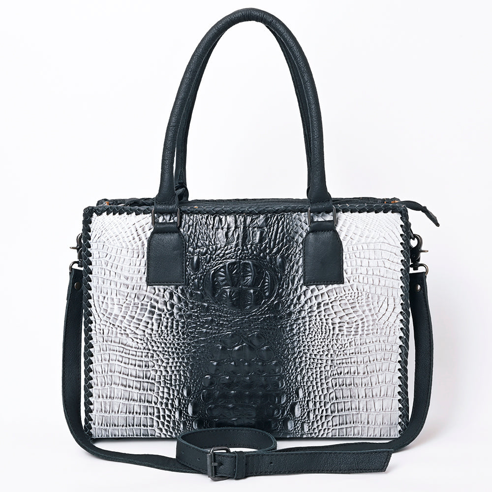 American Darling Women’s Crocodile Embossed Genuine Leather Western Tote Bag with Shoulder Strap 11in (H) X 15in (W) X 4in (D)